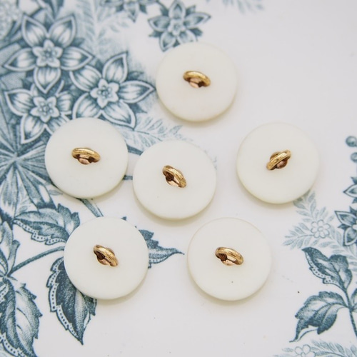 1個】ヴィンテージ イギリス ホワイト アンティークゴールドトーン  