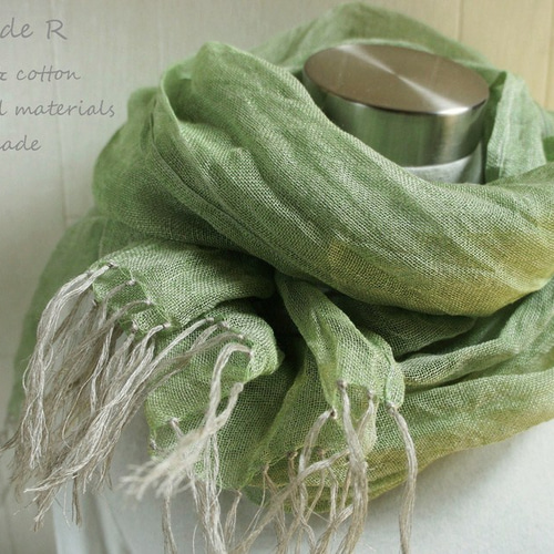 エバゴス　　リトアニアリネン手織りストール　GREEN エバゴス リトアニアリネン手織りストール GREEN エバゴス