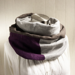 秋/冬溫暖拉絲亞麻鼻煙木炭+灰色+紫色 第1張的照片