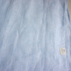 高品質比利時亞麻披肩 淺藍色 x 白色條紋 第7張的照片