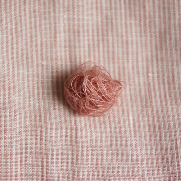 高品質比利時亞麻披肩 暗粉紅 x 白色條紋 第7張的照片