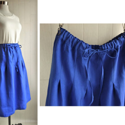 亞麻的飄逸裙子　藍色 第2張的照片