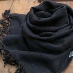 棉麻布·雙層紗布檔黑色 第1張的照片