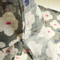 花紋亞麻單紗巾毛巾灰色系列 第3張的照片