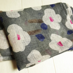 花紋亞麻單紗巾毛巾灰色系列 第4張的照片