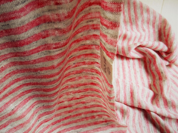 Stoled border亞麻針織粉色×淺灰色 第3張的照片