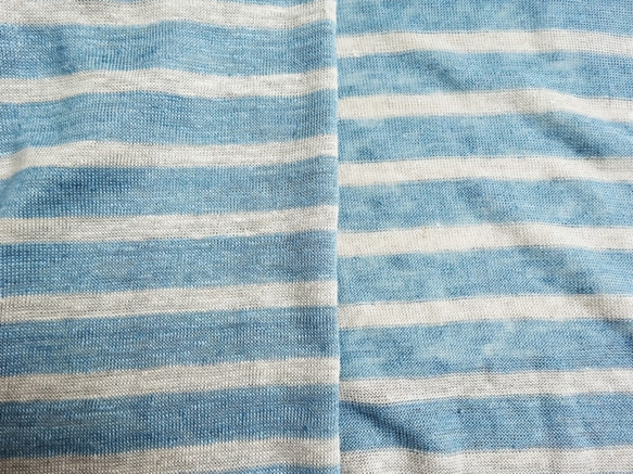 秋/冬大幅面亞麻針織貨攤邊框淺藍色x米色 第4張的照片