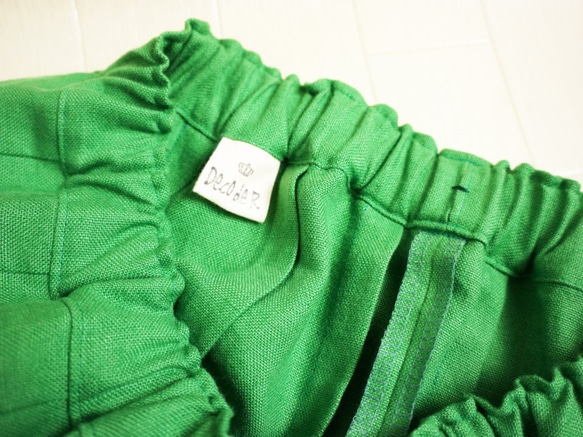 加厚愛爾蘭亞麻褶襉裙 淺綠色 68 厘米長 第5張的照片