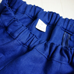 厚手アイリッシュ リネンのタックスカート　青　７４㎝丈　 7枚目の画像