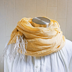 Deco Original Fine Linen Single Gauze Stole Egg Yellow x Flax 第1張的照片