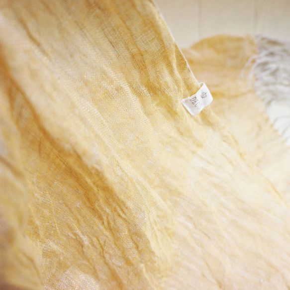 Deco Original Fine Linen Single Gauze Stole Egg Yellow x Flax 第6張的照片