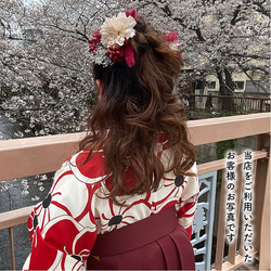 成人式 卒業式/ラグラスとかすみ草の赤いッドドレス/造花とプリザーブドフラワーの髪飾り[fc251] 6枚目の画像