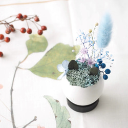 花の猫型盆栽『タマゴノコネコ　湖の青』 2枚目の画像