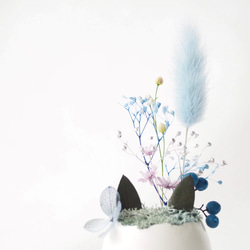 花の猫型盆栽『タマゴノコネコ　湖の青』 4枚目の画像