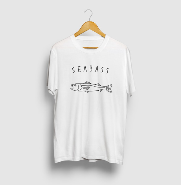 シーバス ゆるい魚イラストTシャツ 海 釣り スズキ 1枚目の画像