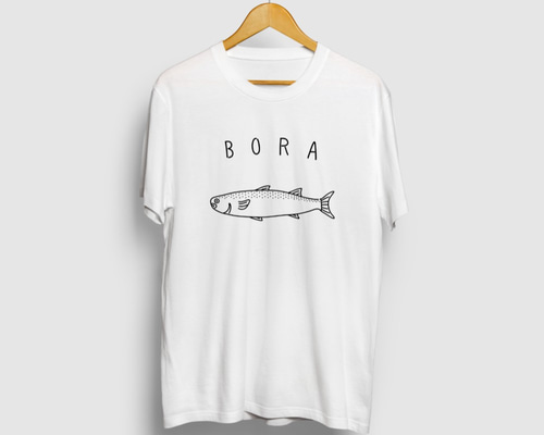 青色の魚イラストTシャツ c15d89c03daf74ed07ba9e20fe67a6