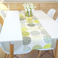 200cm～】北欧テーブルランナー 【特大サークル・グリーン