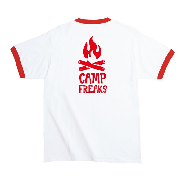 キャンプフリーク 焚き火イラスト リンガーTシャツ 2枚目の画像