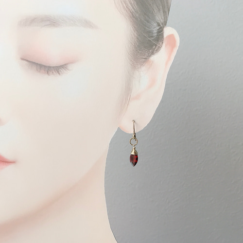 天然石ガーネット◇マーキスファセットカット14kgfワイヤー巻き