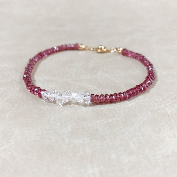 天然石ハーキマーダイヤモンド×ガーネット◇ブレスレット ブレスレット