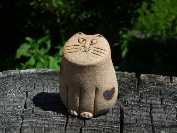陶　猫とふくろうの置物　2 3枚目の画像