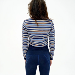 NUZAK Women’s Stripe Crop Sweater 綿セーター 第3張的照片