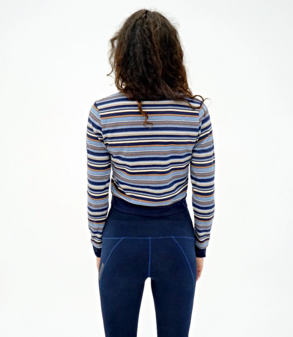 NUZAK Women’s Stripe Crop Sweater 綿セーター 第3張的照片