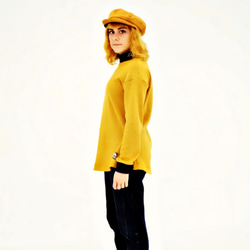 NUZAK Women’s Mustard Two-tone Organic Cotton Sweaterセーター 第2張的照片