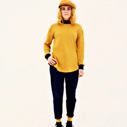 NUZAK Women’s Mustard Two-tone Organic Cotton Sweaterセーター 第3張的照片