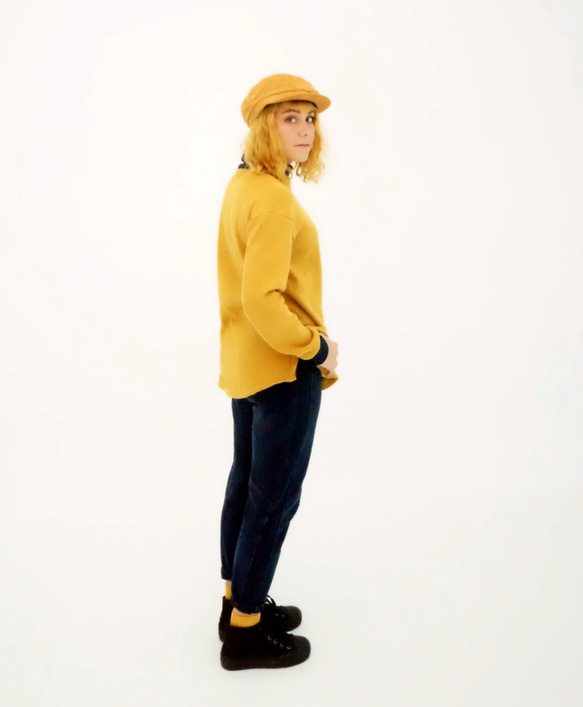 NUZAK Women’s Mustard Two-tone Organic Cotton Sweaterセーター 第4張的照片