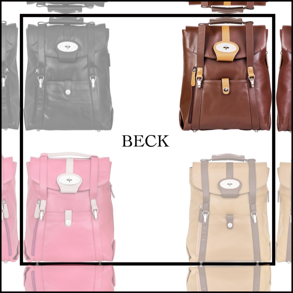 14 "ゴールドポイント3、レザーベーカリーバックパック - ブラウン