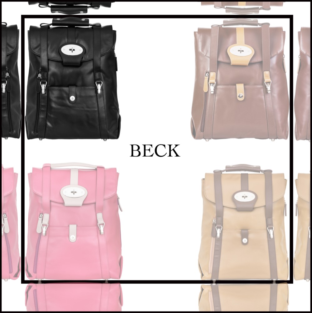 14 "ゴールドポイント3、レザーベーカーバックパック - ブラック