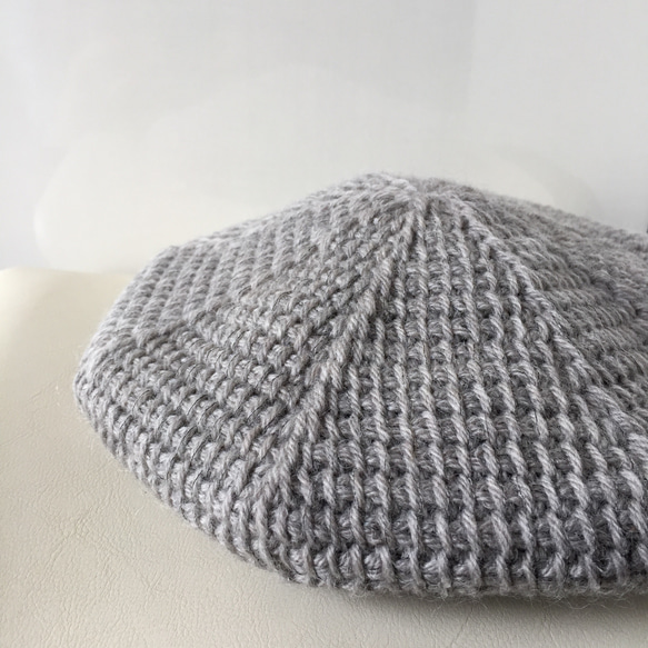 アフガン編みのベレー帽 グレー ベレー帽・ハンチング acott_shop 通販