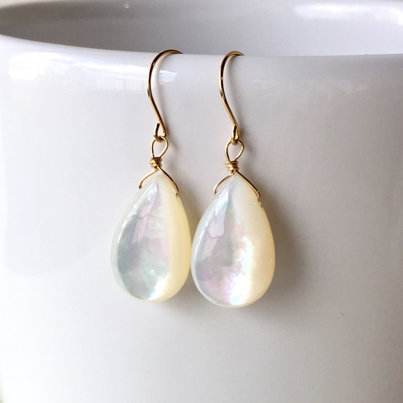 k18ドロップ型ピアス Stripes》 K18 ティアドロップピアス// K18 Teardrop Pierce