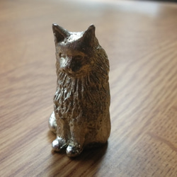 ノルウェージャンフォレストキャット　猫　彫刻調　置物　金属製　動物シリーズ＃2 2枚目の画像