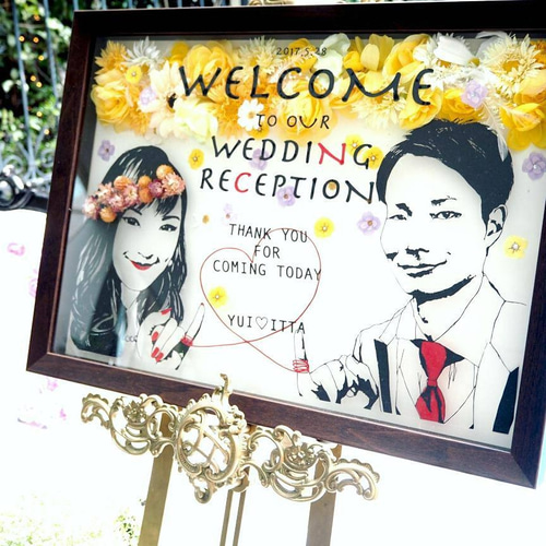 ウェディング切り絵】ウェルカムボード/立体額/似顔絵 ウェルカム