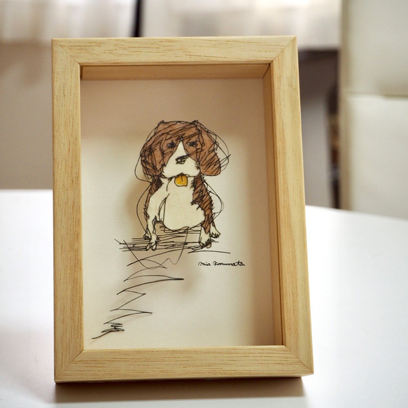 ビーグル額装刺繍絵画