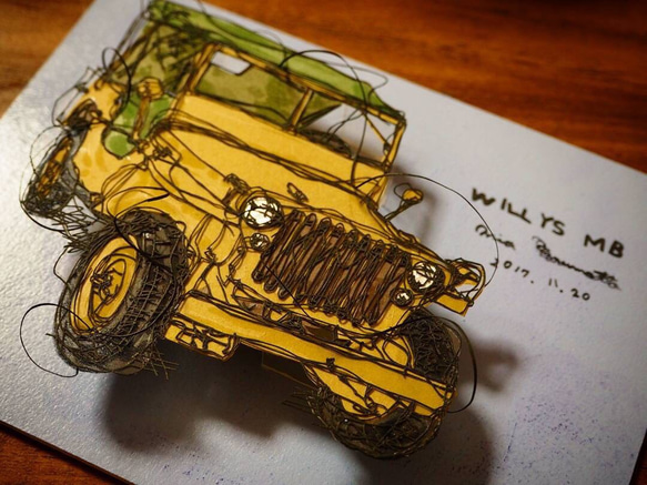 【車の切り絵】立体額/WILLYS MB/キャビネサイズ 2枚目の画像