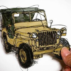 【車の切り絵】立体額/WILLYS MB/キャビネサイズ 3枚目の画像