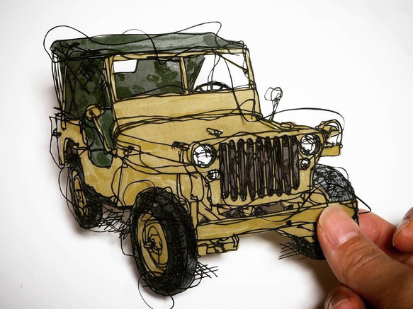 【車の切り絵】立体額/WILLYS MB/キャビネサイズ 3枚目の画像