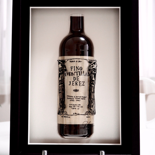 酒ラベルアート「額装」 両面印刷裏ラベル（糊面への印刷） - お酒ラベル- シール