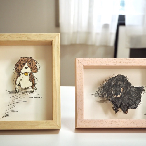 犬の切り絵】立体額/ダックスフンド/半立体 切り絵 軽本美杏 通販