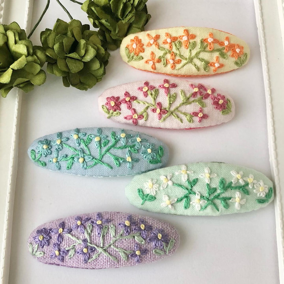 オーダー可能生地16 花刺繍パッチンピン