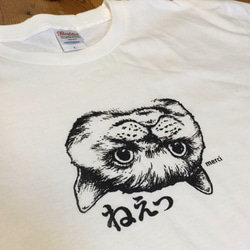 Jさん用だまれ猫シリーズＴシャツセット　“ねえ” （杢グレー) (白) 3枚目の画像