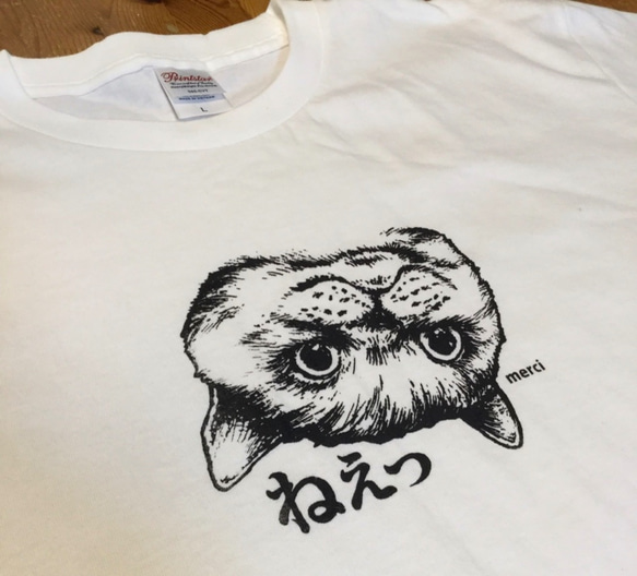 Jさん用だまれ猫シリーズＴシャツセット　“ねえ” （杢グレー) (白) 3枚目の画像