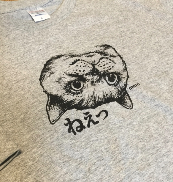 Jさん用だまれ猫シリーズＴシャツセット　“ねえ” （杢グレー) (白) 7枚目の画像