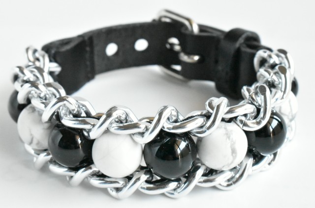 ERISION  カテナチオブレスレット　ハウライト＆オニキス　シルバー　ギフトボックス付き