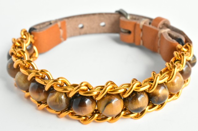 ERISION　カテナチオブレスレット　タイガーアイ　ゴールド 　巾着ポーチ付き 9,075円