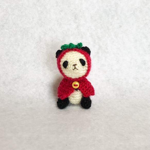 【受注制作】パンダの被り物 トマトフードのパンダちゃん【受注制作】 あみぐるみ えびす屋