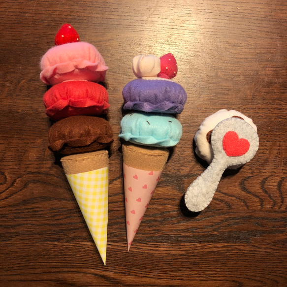 フェルトままごと アイスクリーム（全種類入り） 2枚目の画像